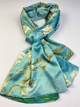 Dames sjaal / zomersjaal Vincent van Gogh amandelbloesem 2 kanten print van glad materiaal
