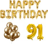 91 jaar Verjaardag Versiering Ballon Pakket Goud