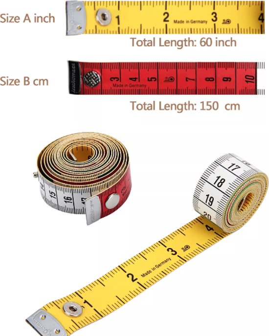 Centimeter met drukknoop 150cm naaien