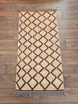 Handgemaakt Kelim vloerkleed 70 cm x 140 cm - Naturel Wol tapijt Kilim Uit Egypte - Handgeweven Loper tapijt - Woonkamer tapijt