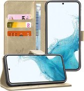 Hoesje geschikt voor Samsung Galaxy S22 - Book Case Leer Wallet Cover Portemonnee Pasjeshouder Hoes Goud