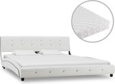 vidaXL Bed met matras kunstleer wit 160x200 cm