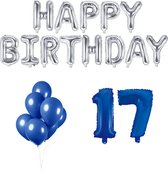 17 jaar Verjaardag Versiering Ballon Pakket Blauw & Zilver