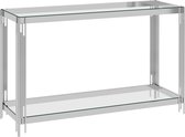 Sidetable zilver 120x40x78 cm roestvrij staal en glas