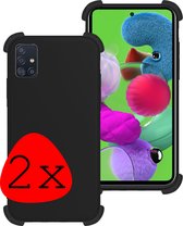 Samsung Galaxy A71 Hoesje Shock Proof Case - Samsung Galaxy A71 Case Zwart Shock Hoes - Samsung Galaxy A71 Hoes Cover - Zwart - 2 stuks