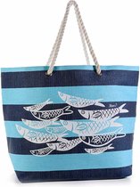 Strandtas - Schol Vissen - Blauwe Zee - Touwhengsels - Blauw
