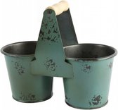 bloempot duo Jack 20,5 x 17 cm staal turquoise