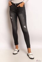 Broek Dulani hoge taille skinny antraciet destroyed