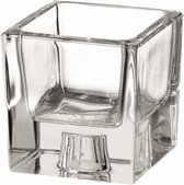 kandelaar vierkant 6 x 6 cm glas transparant
