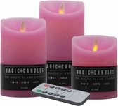 kaarsen met led verlichting wax roze 3 stuks