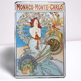 Alphonse Mucha Monaco Monte-Carlo Art Nouveau Jugendstil Metalen Wandbord Poster