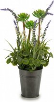 kunstplant Lavendel 13 x 40 cm staal groen/grijs/paars