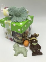 Cho-lala kubus propvol Paaschocolade | Chocolade cadeau | 300 gram Lente chocolade Paaseitjes, Paashaasjes, kipjes en schaapjes
