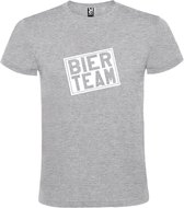 Grijs  T shirt met  print van "Bier team " print Wit size XXXL