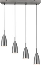 LED Hanglamp - Hangverlichting - Nitron Farona - E14 Fitting - 4-lichts - Rond - Mat Nikkel - Aluminium