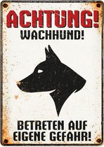 waakbord hond Wachhund 21 x 14,8 cm staal (de)