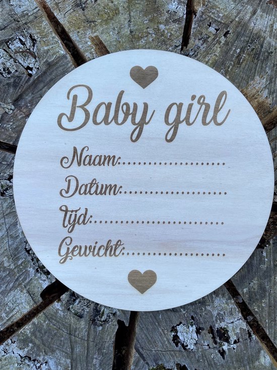 Geboortebord Baby girl - Invuldbord - Geboorte - Babyshower