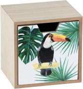 opbergbox met lade Tucan 12 x 12 cm hout groen