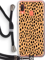 Case Company® - Samsung Galaxy A20e hoesje met Koord - Panter - Telefoonhoesje met Zwart Koord - Bescherming aan alle Kanten en Over de Schermrand