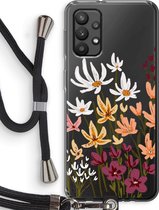 Case Company® - Samsung Galaxy A32 4G hoesje met Koord - Painted wildflowers - Telefoonhoesje met Zwart Koord - Bescherming aan alle Kanten en Over de Schermrand