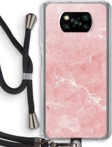 Case Company® - Poco X3 Pro hoesje met Koord - Roze marmer - Telefoonhoesje met Zwart Koord - Bescherming aan alle Kanten en Over de Schermrand