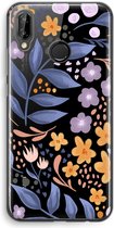 Case Company® - Huawei P20 Lite hoesje - Flowers with blue leaves - Soft Cover Telefoonhoesje - Bescherming aan alle Kanten en Schermrand