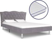 vidaXL Bed met traagschuim matras stof lichtgrijs 140x200 cm