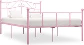 vidaXL Bedframe metaal roze 140x200 cm