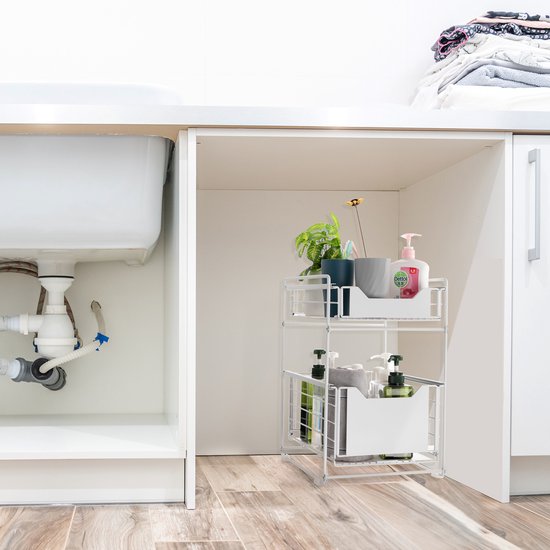 Simple Houseware Stapelbaar onder gootsteen kast glijdende mand organizer lade, chroom