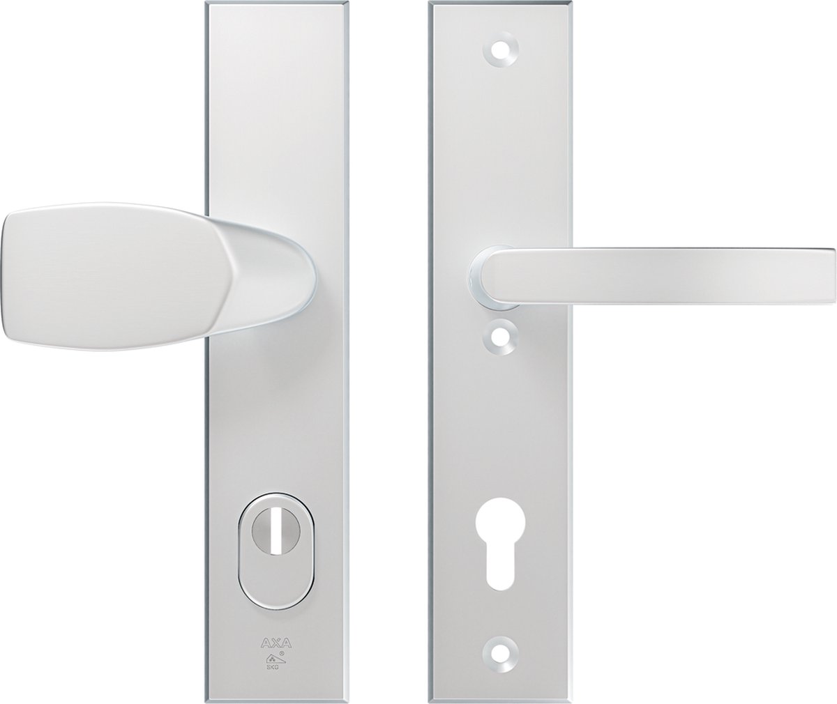 AXA Veiligheidsbeslag (Edge Plus) Aluminium glad: bedienbare Knop-Kruk (model Wing-Blok) PC92 met kerntrekbeveiliging SKG***