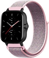 Nylon Smartwatch bandje - Geschikt voor  Amazfit GTS 2 nylon bandje - pink sand - Strap-it Horlogeband / Polsband / Armband
