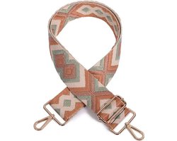 Bag Strap / Tas Riem - Bruin/Oudroze/Beige | 130 x 5 cm | Tashengsel / Schouderriem | Fashion Favorite