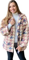 Pied du poule vest/jas kort roze/creme 1 maat draagbaar tot maat 46