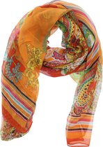 Vierkante Sjaal met Bloemen - 140x140 cm - Oranje