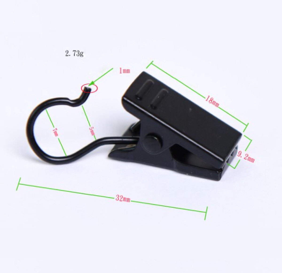 10 Stuks Gordijn clips RVS Zwart Gordijnhaakjes Gordijnhaken