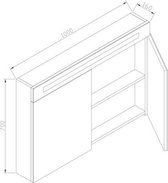 QUALITA-LINE SPIEGELKAST MET LED VERLICHTING INCL. OPBOUW STOPCONTACT SCHAKELAAR 100 (HOOGGLANS ANTRACIET)