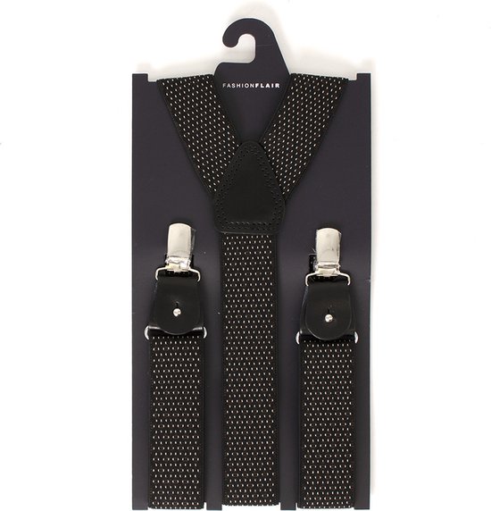Bretels - Bretels heren - Zwarte bretels - Verstelbare bretellen - Bretellen met clips - Gestipte Bretels