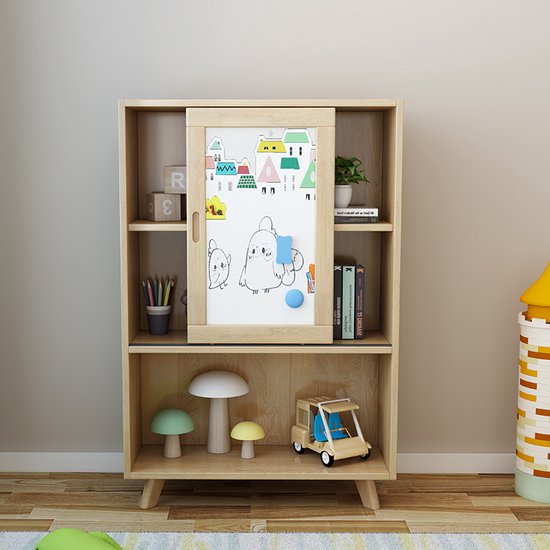 Massief Hout Kinderboekenrek & Speelgoedrek met Magnetisch Whiteboard | bol.com