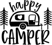 Happy camper sticker - Grappige auto stickers - Camper sticker - Auto accessories - Stickers volwassenen - 11 x 13 cm zwart - 189