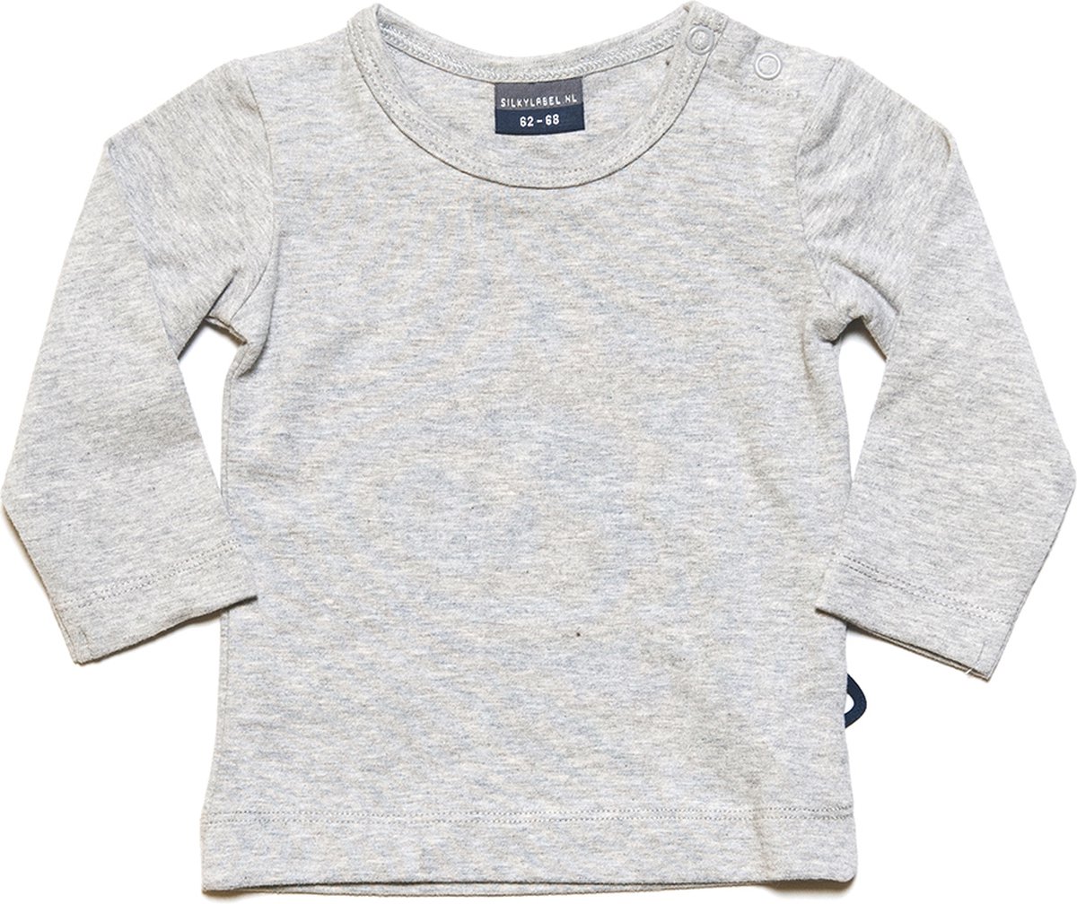 Silky Label t-shirt stunning grey - lange mouw - maat 74/80 - grijs