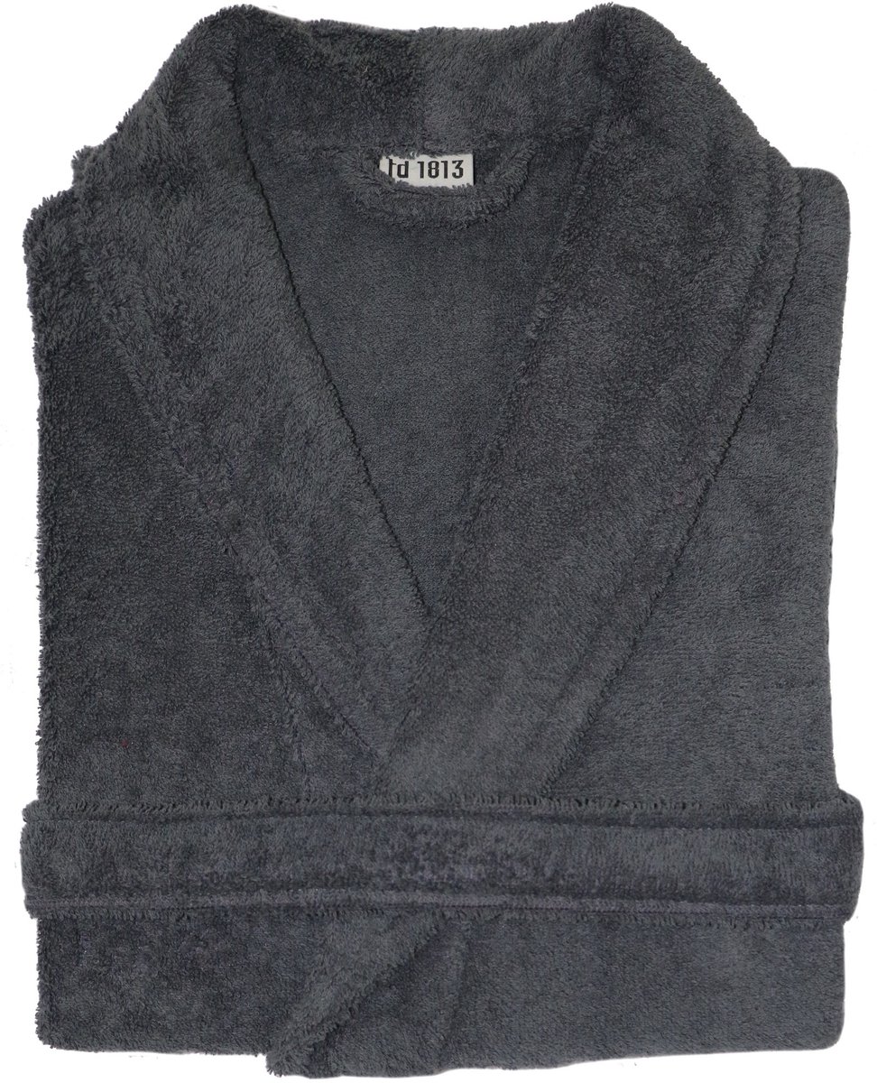 Twentse Damast Badjas Alexis Donkergrijs - Badstof Katoen - Badjassen unisex - S/M