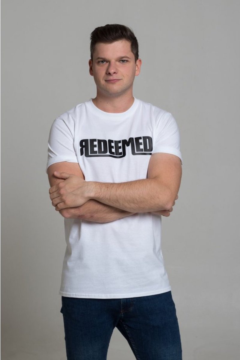 REDEEMED wit unisex christelijk T-shirt