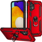 Samsung Galaxy A13 (4G) Hoesje - MobyDefend Pantsercase Met Draaibare Ring - Rood - GSM Hoesje - Telefoonhoesje Geschikt Voor Samsung Galaxy A13 (4G)
