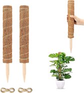 Agellic® Mosstok voor Planten – 2 X 40CM – Mosstok Verlengbaar tot 67 CM – Kokos – Plantensteun voor Monstera, Pothos en meer – Bamboe Plantenstok - Mosstok voor planten - Plantensteun voor klimplanten