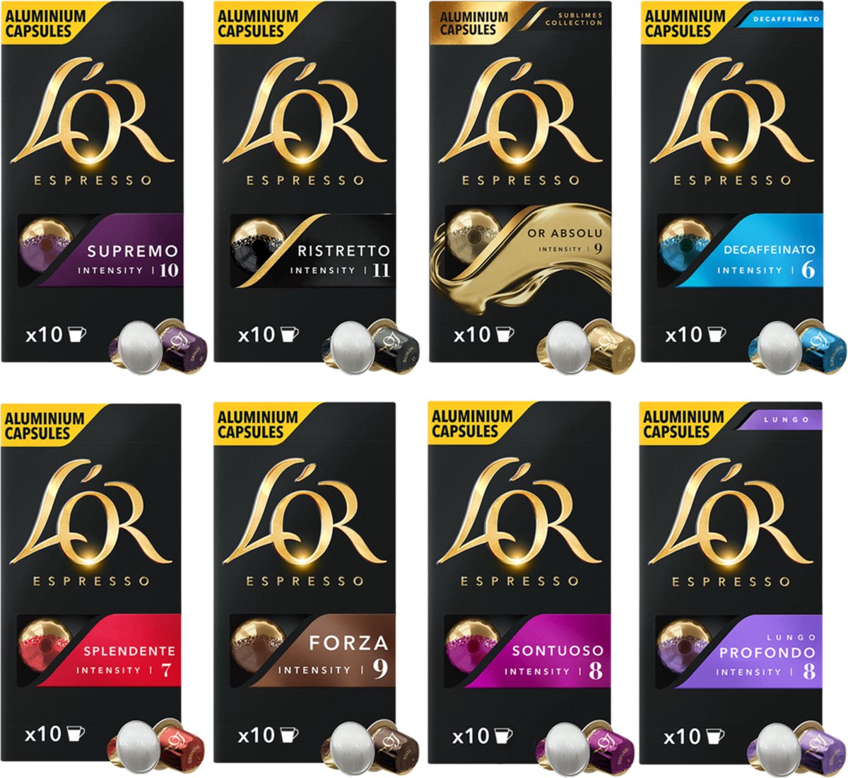 L'OR Espresso Capsules, 50 Count Variety Pack, Single-Serve