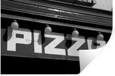 Muurstickers - Sticker Folie - Pizza restaurant uithangbord - zwart wit - 120x80 cm - Plakfolie - Muurstickers Kinderkamer - Zelfklevend Behang - Zelfklevend behangpapier - Stickerfolie