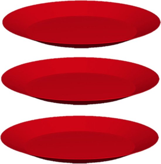 8x stuks ontbijt/diner bordjes hard kunststof 26 cm in het rood. Outdoor servies camping/picknick/verjaardag — afbeelding 5