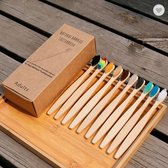 Veco Bamboe Tandenborstels - 8 + 2 GRATIS - 10 Stuks - Verschillende Kleuren - Zero Waste - Bamboe Tandenborstel - Bamboo Toothbrushes