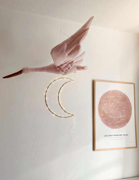 Maanlampje LED - Gouden nachtlamp voor babykamer & kinderkamer - 30 cm - Wanddecoratie van Boda — afbeelding 2
