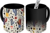 Magische Mok - Foto op Warmte Mokken - Koffiemok - Patronen - Cactus - Vaas - Magic Mok - Beker - 350 ML - Theemok